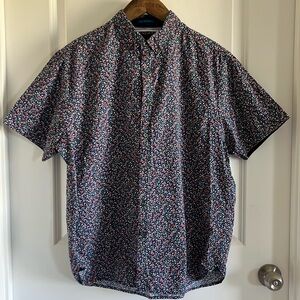 Men’s Denim & Flower Short Sleeve Button Up Sz. XL